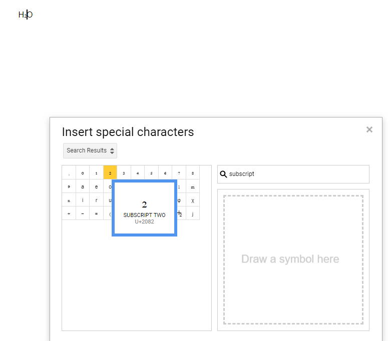 lower subscript google docs